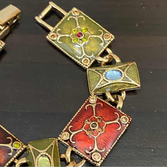 Vintage LIZ CLAIBORNE Enameled Link Bracelet - Picture 6 of 12